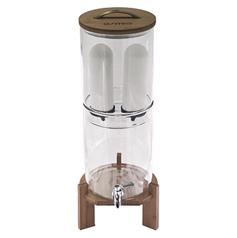 Osmio Clarity Gravity Water Filter System, Glass and woood